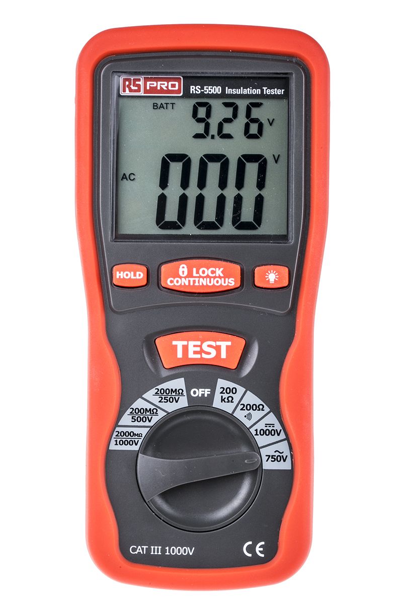 RS PRO RS5500, Insulation Tester, 1000V, 2000MΩ, CAT III 1000V RS Calibration