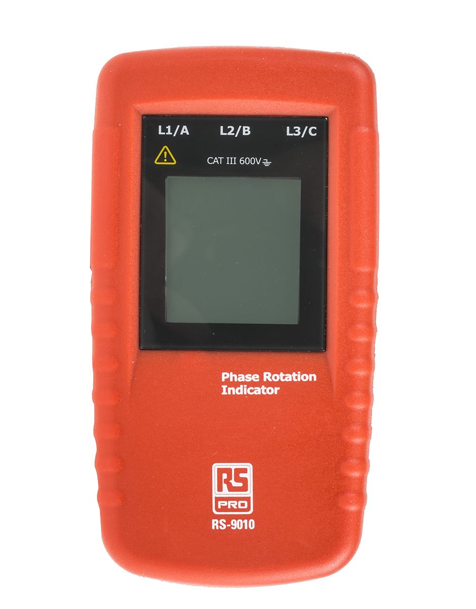 RS PRO RS9010 Phase Rotation Tester, CAT III 600 V, CAT IV 300 V, 400Hz Max, 690V ac Max with RS Calibration