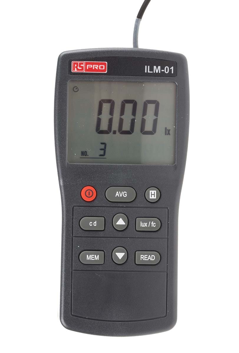 RS PRO ILM01 Light Meter, 0.01lx to , ±3 % ± 5 Digit, With RS Calibration