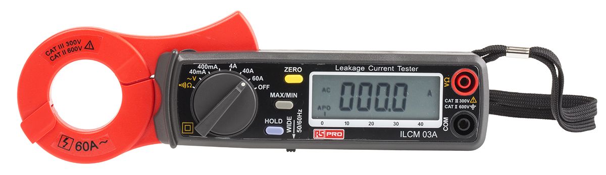 RS PRO ILCM03A Leakage Clamp Meter, Max Current 60A ac With RS Calibration
