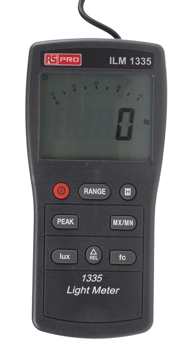 RS PRO ILM1335 Light Meter, 0lx to , ±3 % ± 0.5 Digit %, With RS Calibration