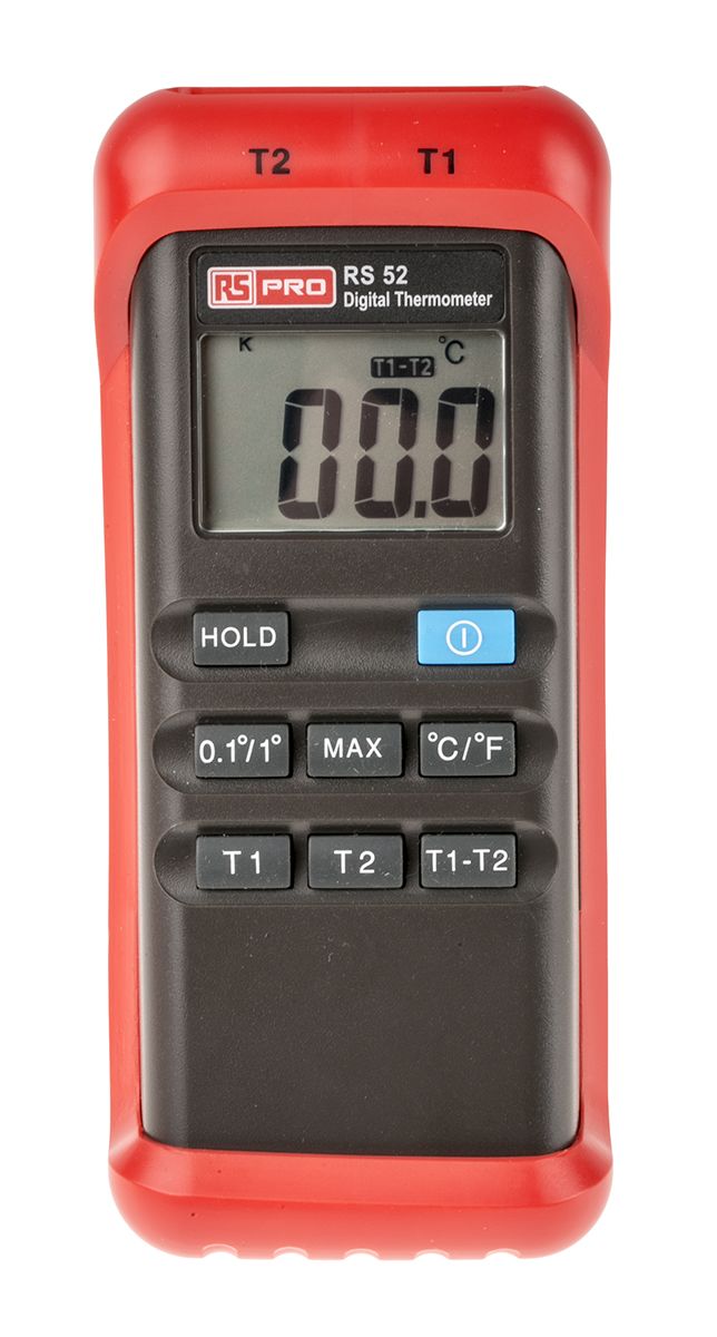 RS PRO Wired Digital Thermometer, K Probe, 2 Input(s), +1300 °C, +1999 °F Max, ±0.3 % Accuracy - RS Calibration