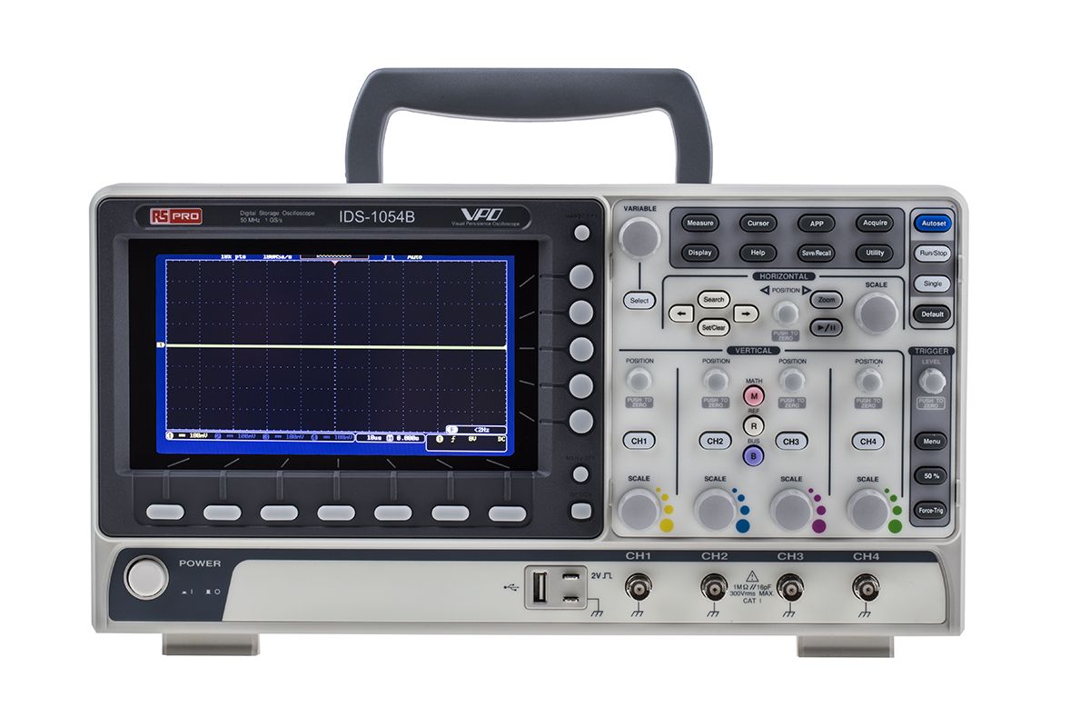 RS PRO IDS1054B Portable Oscilloscope, 50MHz, 4 Analogue Channels