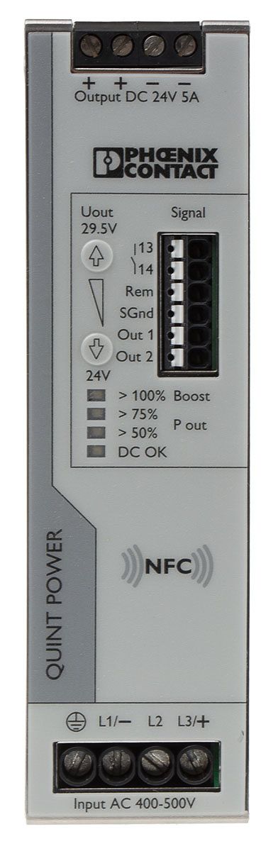 Phoenix Contact QUINT4-PS/3AC/24DC/5 DIN-Schienen Netzteil, 400V ac, 24V dc / 5A 120W Typ Switch Mode