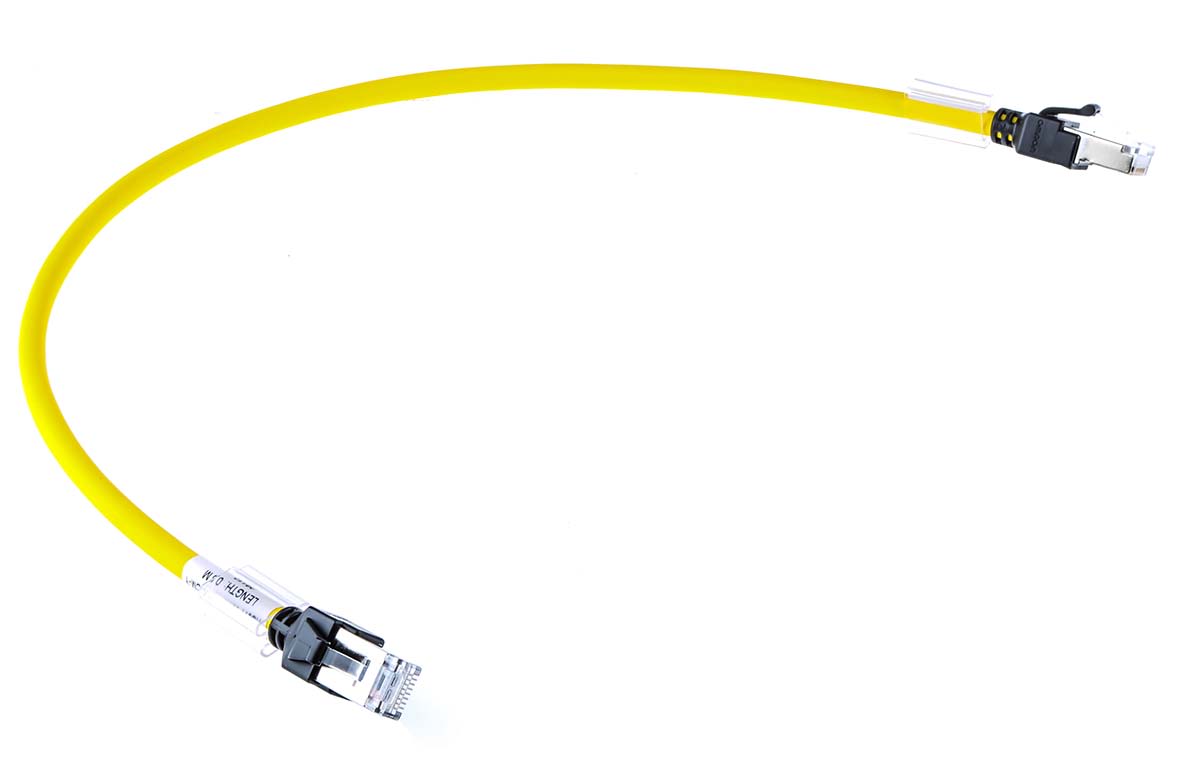 Omron Cat6a Ethernet Cable, RJ45 to RJ45, FTP, STP Shield, Yellow LSZH Sheath, 0.5m