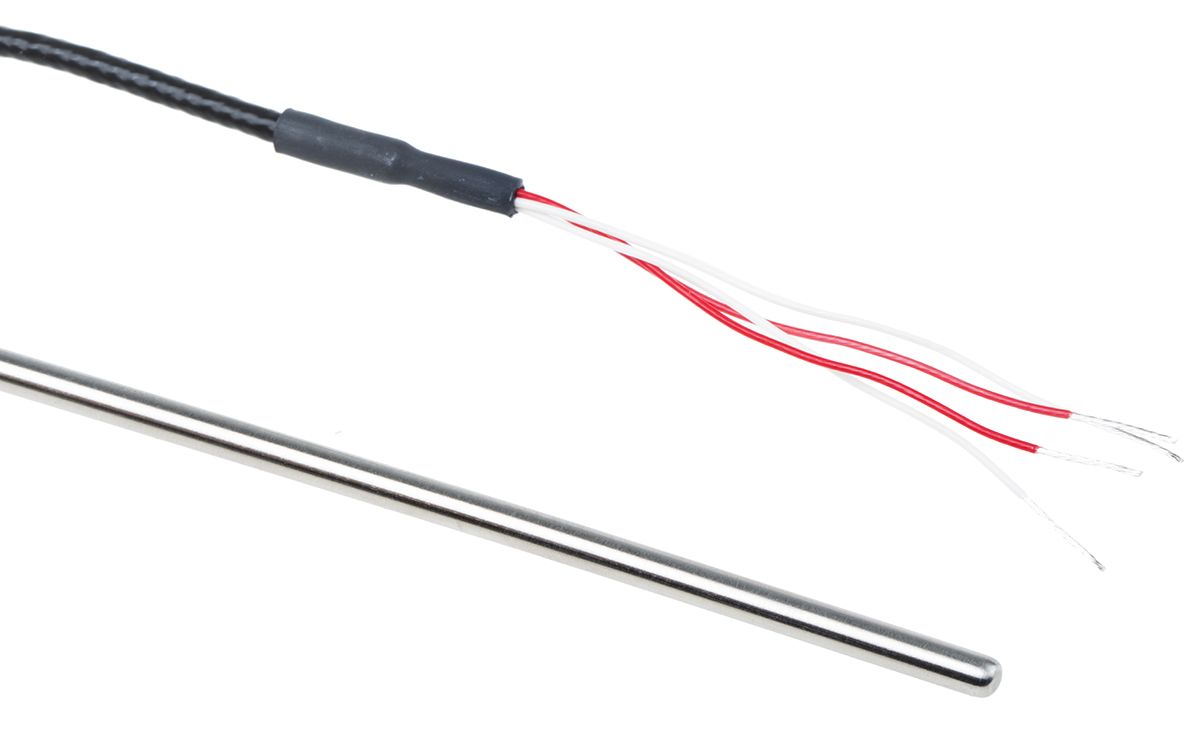 RS PRO PT100 RTD Sensor, 4mm Dia, 200mm Long, 4 Wire, Probe, Class B ...