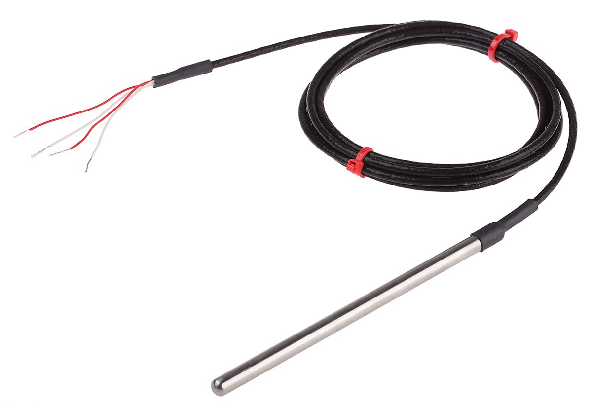 RS PRO PT100 RTD Sensor, 6mm Dia, 125mm Long, 4 Wire, Probe, Class B ...