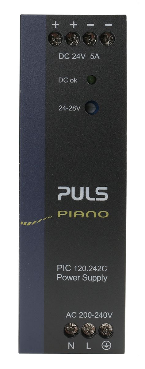 PULS PIANO Switch-mode DIN-skinnemonteret strømforsyning, 120W 24V dc