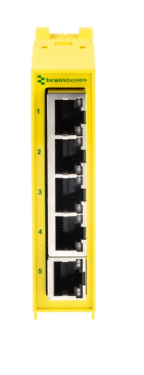 Brainboxes DIN Rail Mount Ethernet Switch, 5 RJ45 Ports