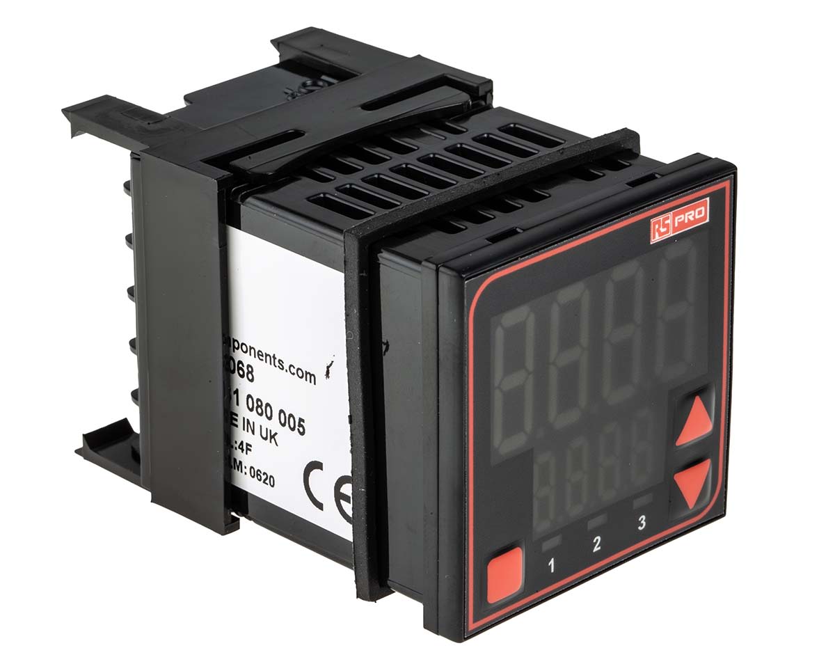 RS PRO Panel Mount PID Temperature Controller, 48 x 48mm, 3 Output Relay, SSR, 24 V ac/dc Supply Voltage