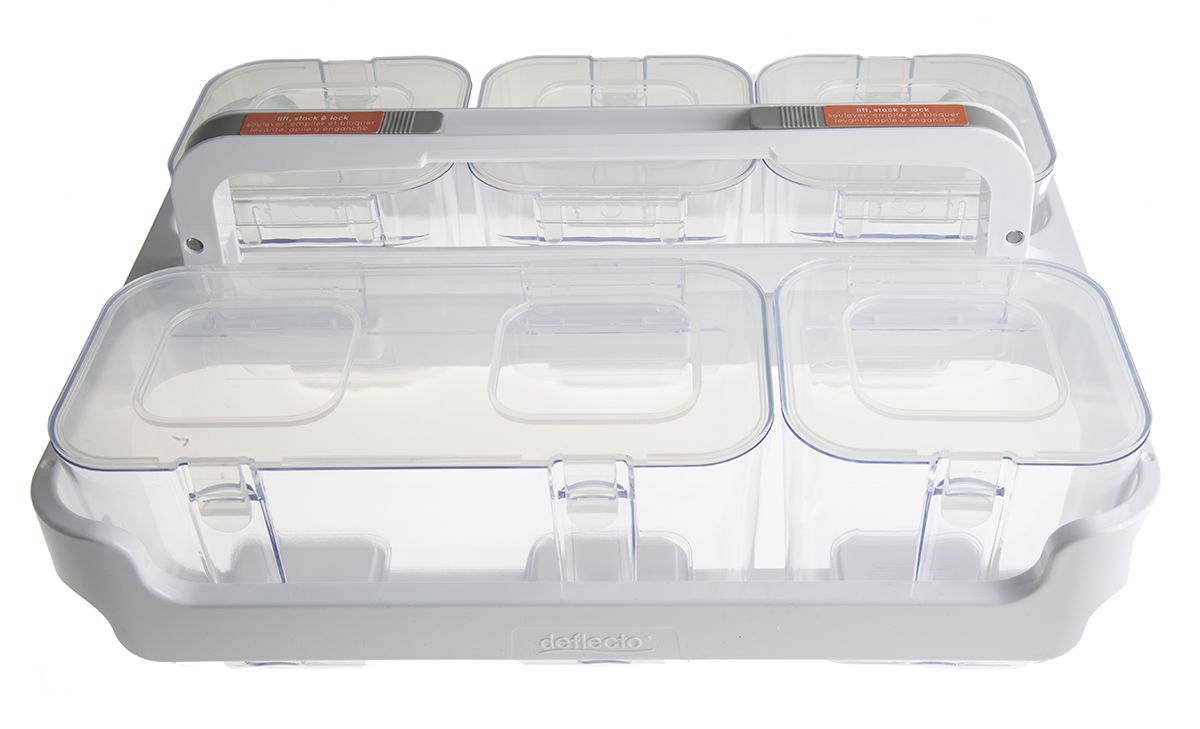 RS PRO 64 Cell Clear Plastic Compartment Box, 195mm x 370mm x 290mm