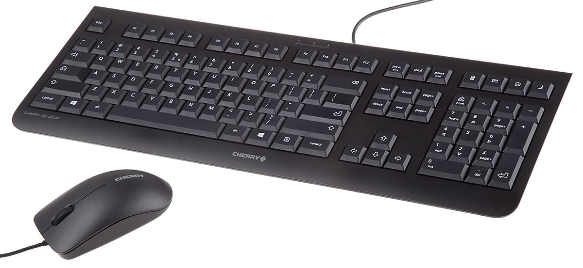 Cherry Wired Keyboard and Mouse Set, QWERTY, Black