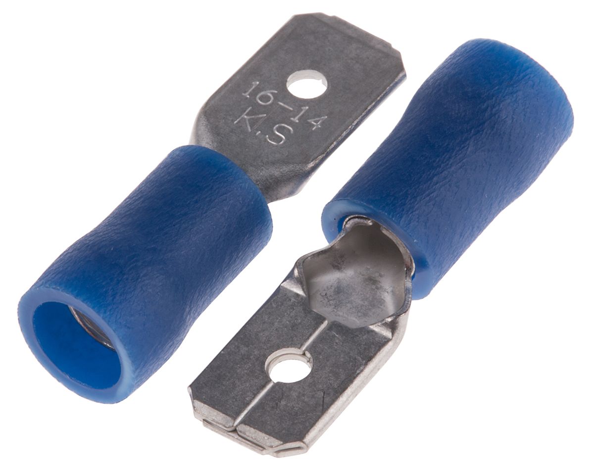 Rs Pro Blue Insulated Male Spade Connector Tab 635 X 08mm Tab Size 15mm² To 25mm² Rs