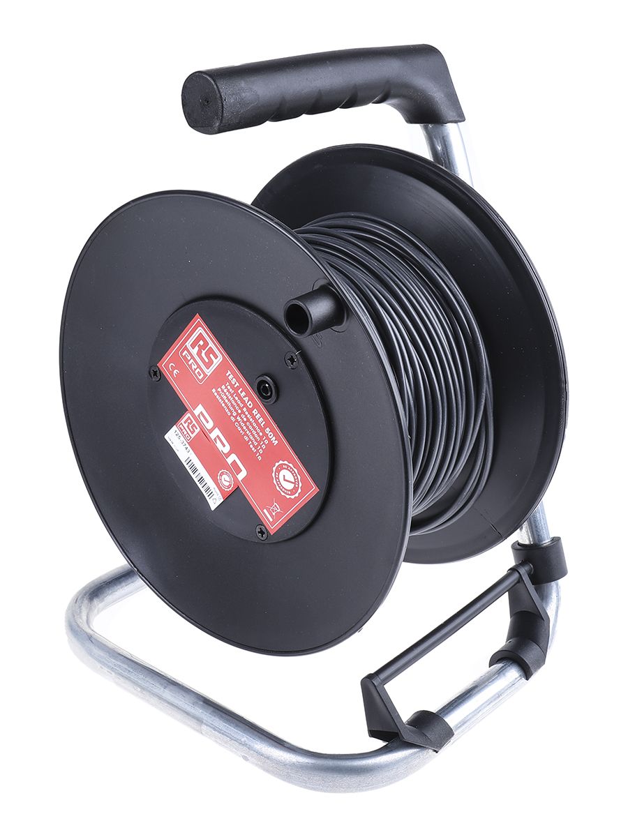 RS PRO Black Test Lead Extension Reel, 50m Cable Length, CAT II 1000 V
