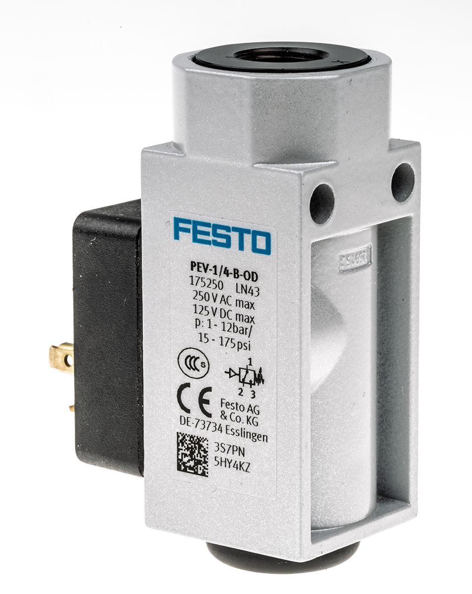 Tlakový spínač, řada: PEV Stlačený vzduch, Voda G 1/4 Vypínací, zapínací IP65, max. tlak: 12 bar Festo