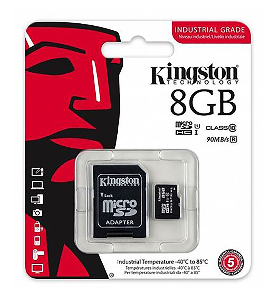 Kingston 8 GB Industrial MicroSDHC Micro SD Card, Class 10, UHS-1 U1