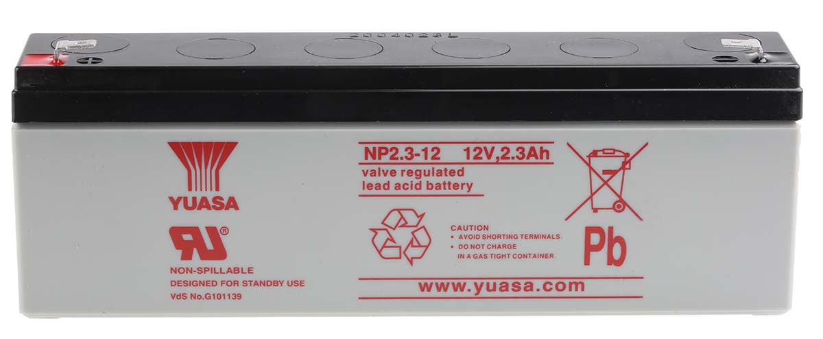 Yuasa 12V Faston F1 Sealed Lead Acid Battery, 2.3Ah