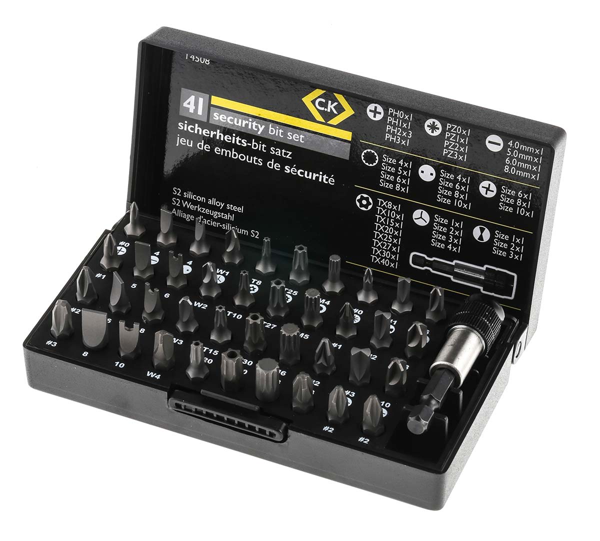 T4508 CK Driver Bit Set 41 Pieces, Clutch, Phillips, Slotted, Spanner