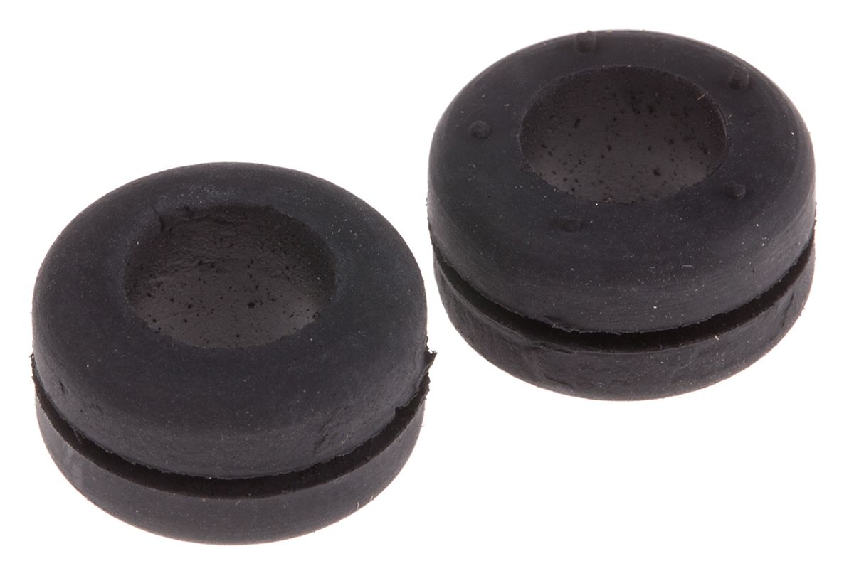 RS PRO Black Polychloroprene 11mm Cable Grommet for Maximum of 8mm Cable Dia.