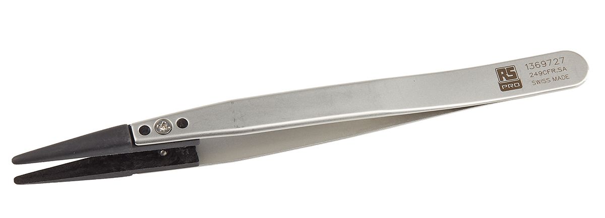 RS PRO 130 mm, Stainless Steel, Strong, ESD Tweezers