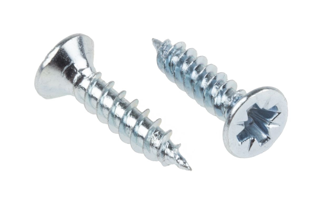 RS PRO Pozidriv Countersunk Steel Wood Screw Bright Zinc Plated, No. 6 Thread, 5/8in Length