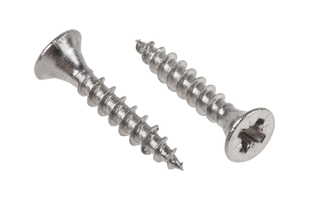 RS PRO Pozidriv Countersunk Stainless Steel Wood Screw, A2 304, 3.5mm Thread, 20mm Length