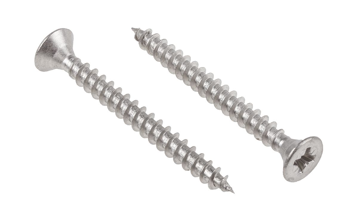 RS PRO Pozidriv Countersunk Stainless Steel Wood Screw, A2 304, 6mm Thread, 60mm Length