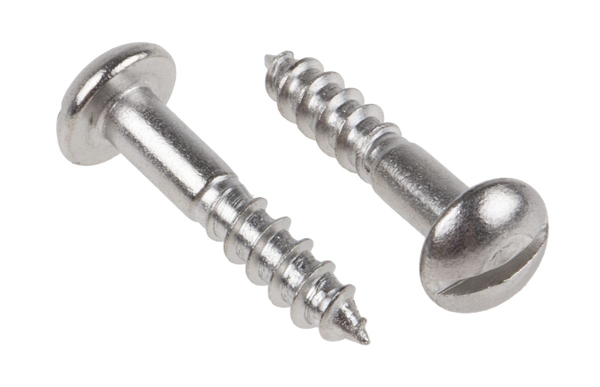 RS PRO Slot Round Stainless Steel Wood Screw, A2 304, 4mm Thread, 20mm Length