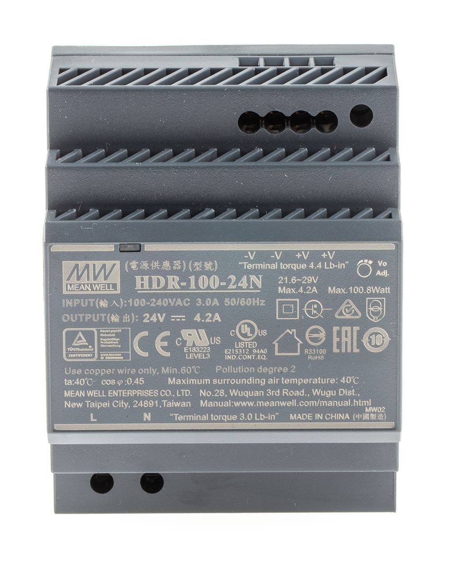 Hdr N Mean Well Hdr Switch Mode Din Rail Power Supply V Dc V Ac