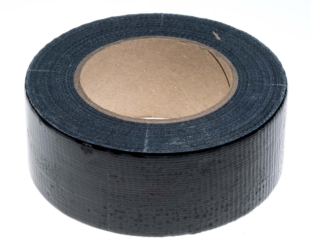 RS PRO Duct Tape, 50m x 50mm, Black, Gloss Finish