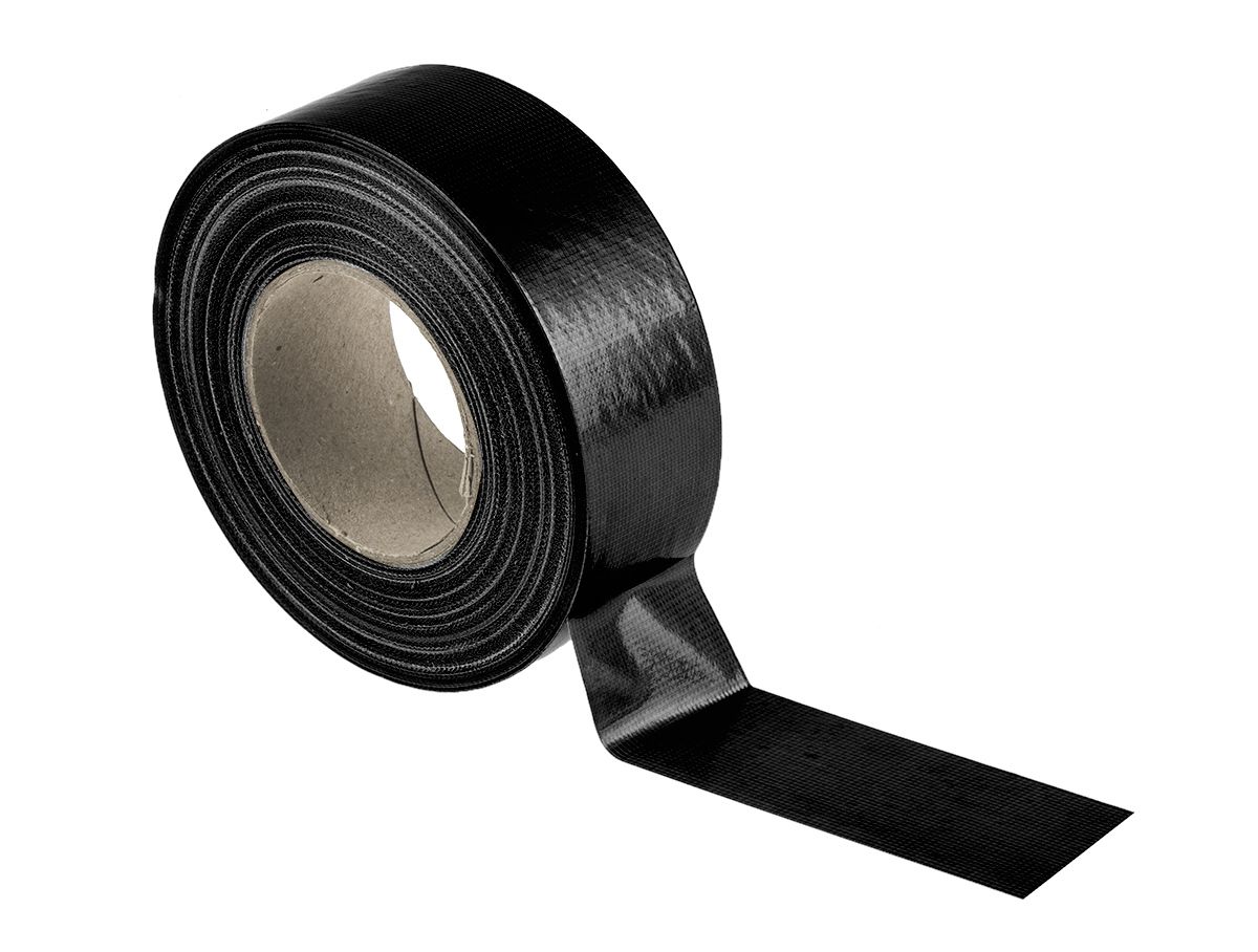 RS PRO Cloth Tape, 50m x 50mm, Black, Gloss Finish