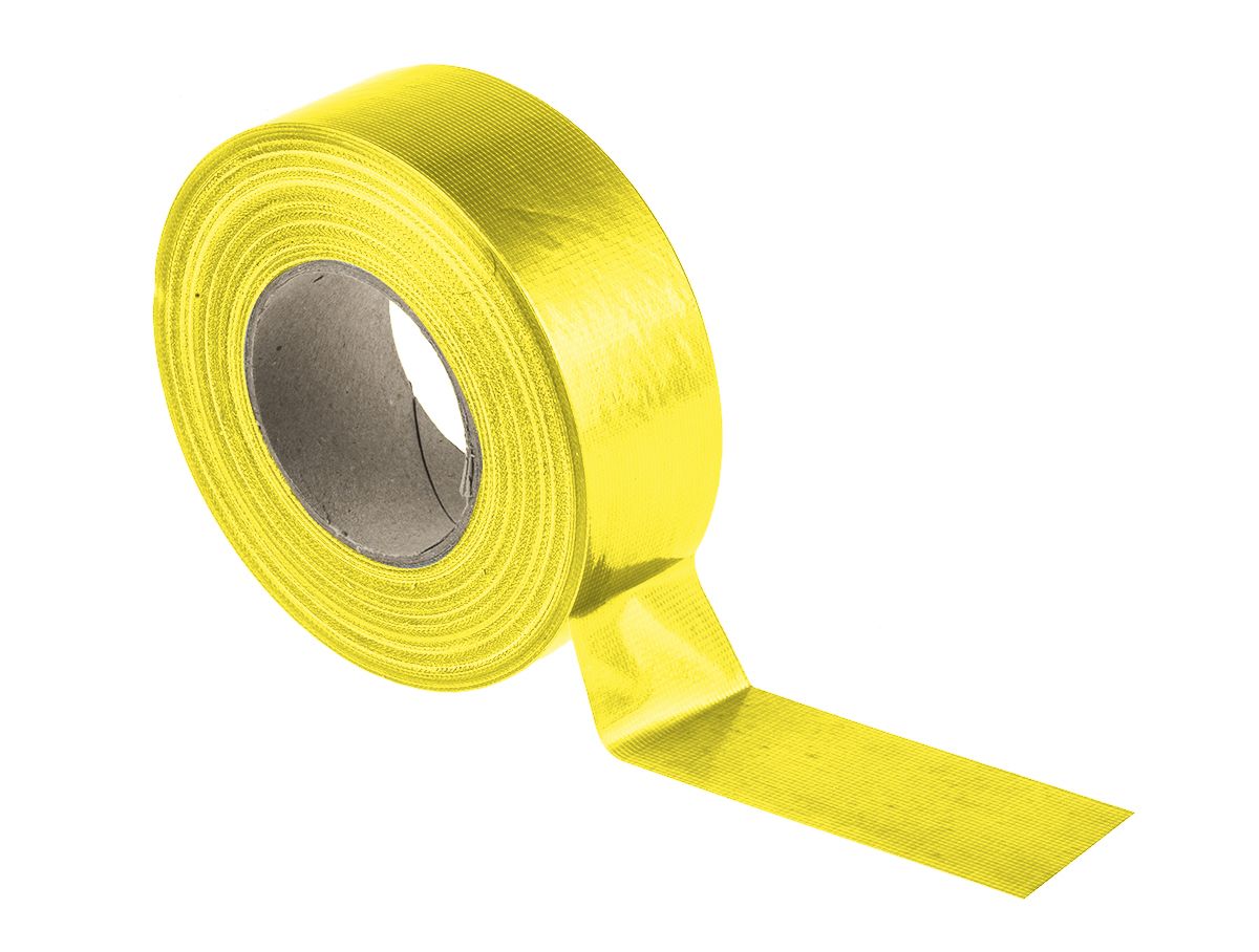 RS PRO Cloth Tape, 50m x 50mm, Yellow, Gloss Finish