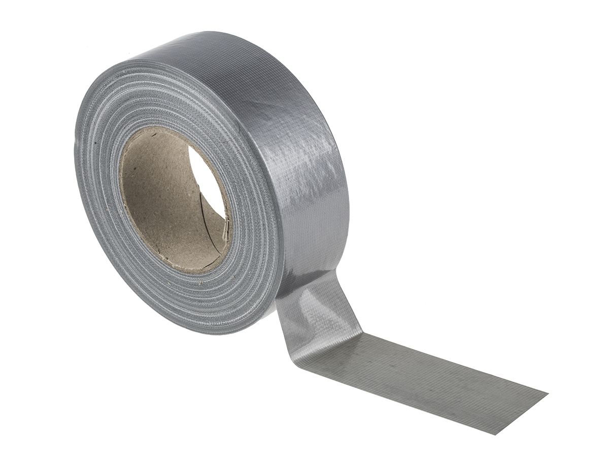 RS PRO Cloth Tape, 50m x 50mm, Silver, Gloss Finish