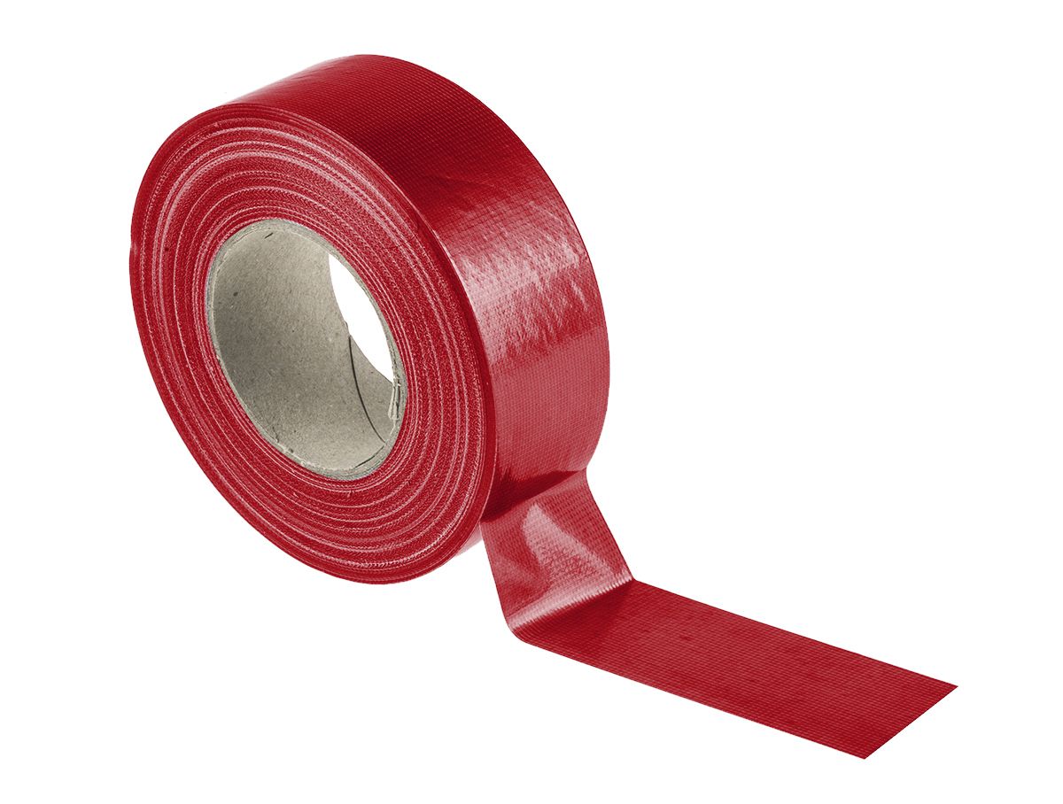 RS PRO Cloth Tape, 50m x 50mm, Red, Gloss Finish