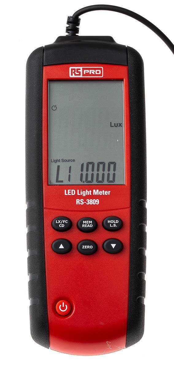 RS PRO RS-3809 Light Meter, 40lx to 400000lx, ±3 %