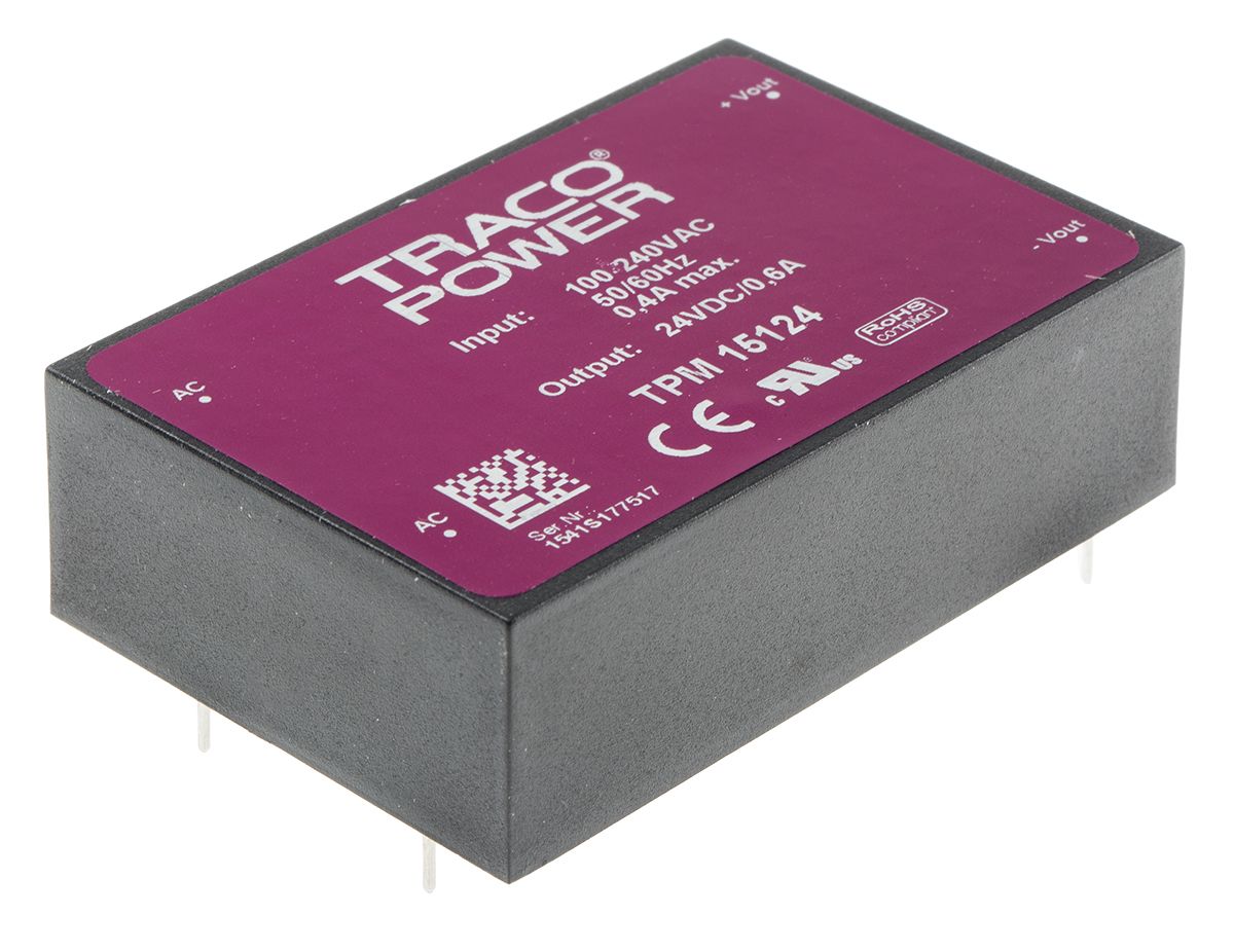Tpm 15124 tracopower embedded switch mode power supply smps 24v dc