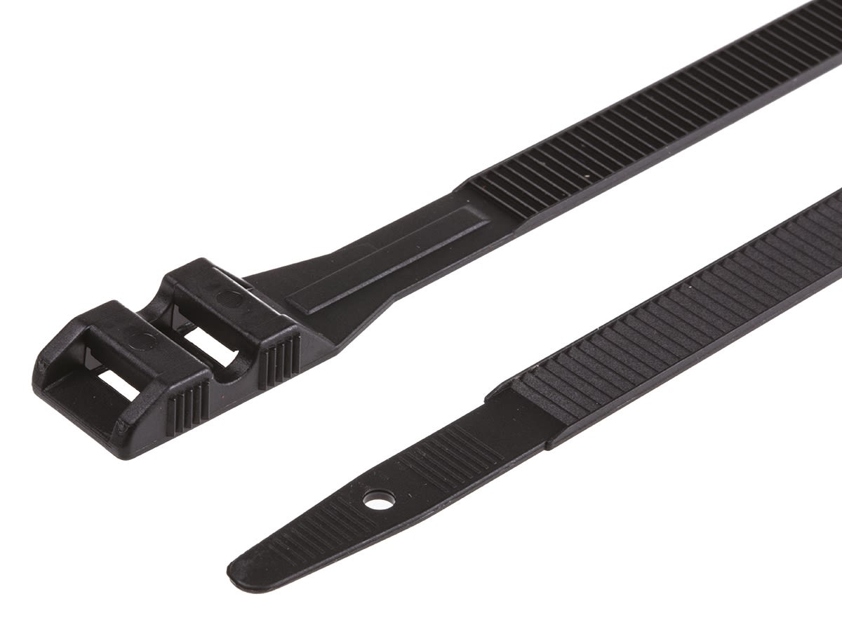 SES Sterling Black PA 12 Cable Tie, 355mm x 9 mm