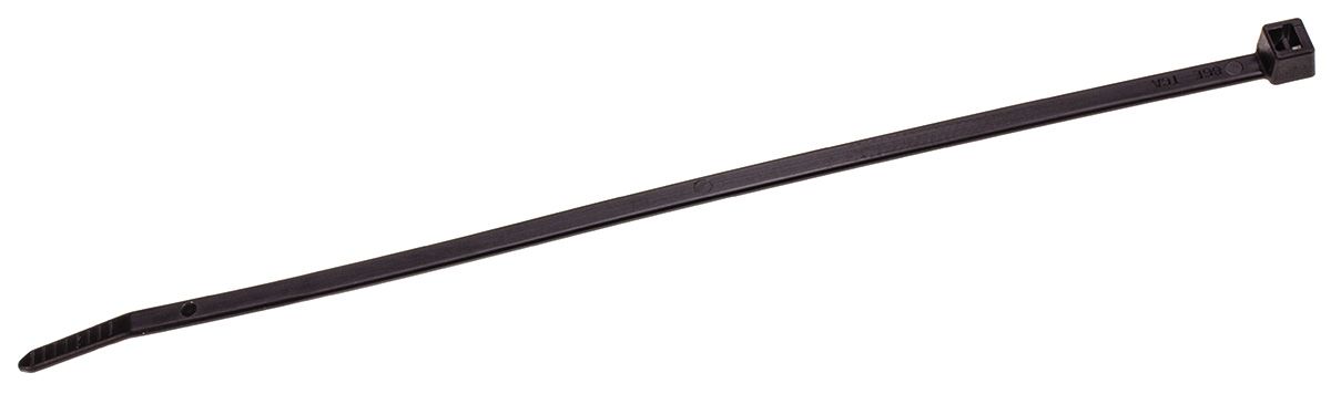 HellermannTyton Cable Tie, 200mm x 4.6 mm, Black Nylon, Pk-500