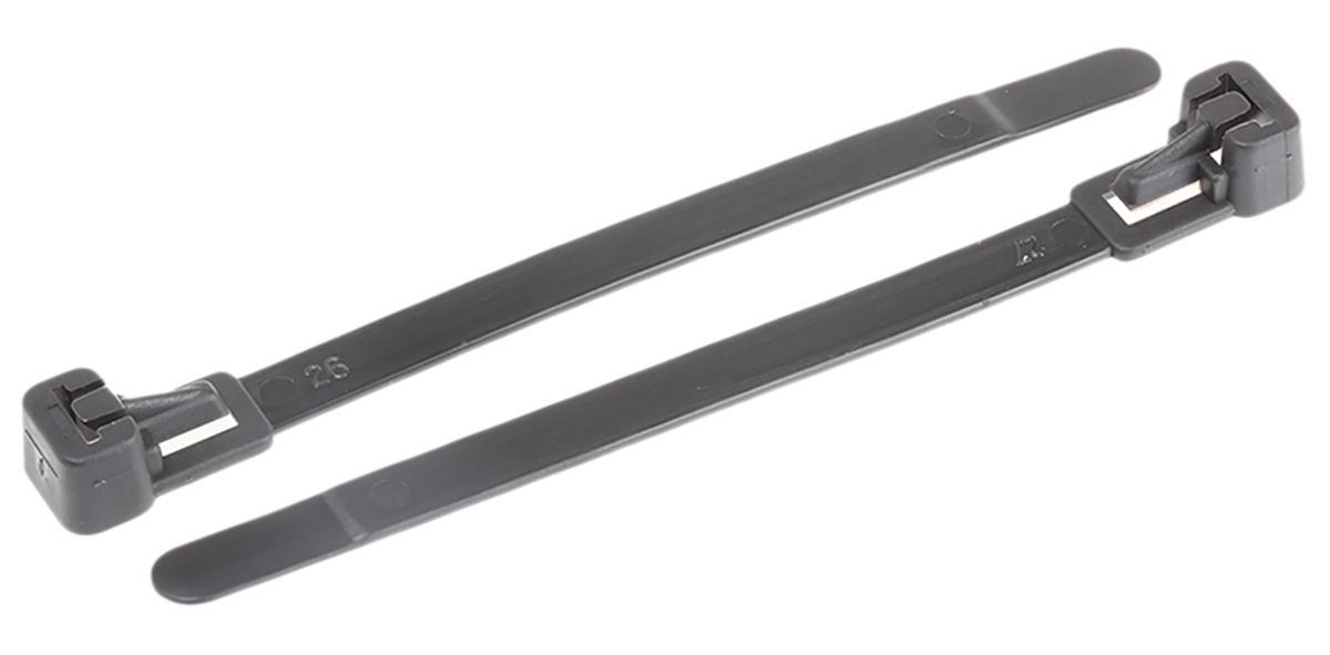 13121010 REL100PA66BK HellermannTyton Cable Tie, Releasable, 100mm
