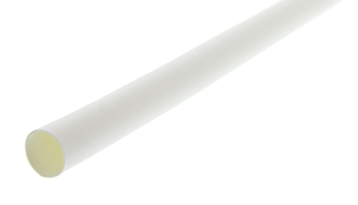 TE Connectivity Heat Shrink Tubing, White 6.4mm Sleeve Dia. x 1.2m Length 2:1 Ratio, RNF-100 Series