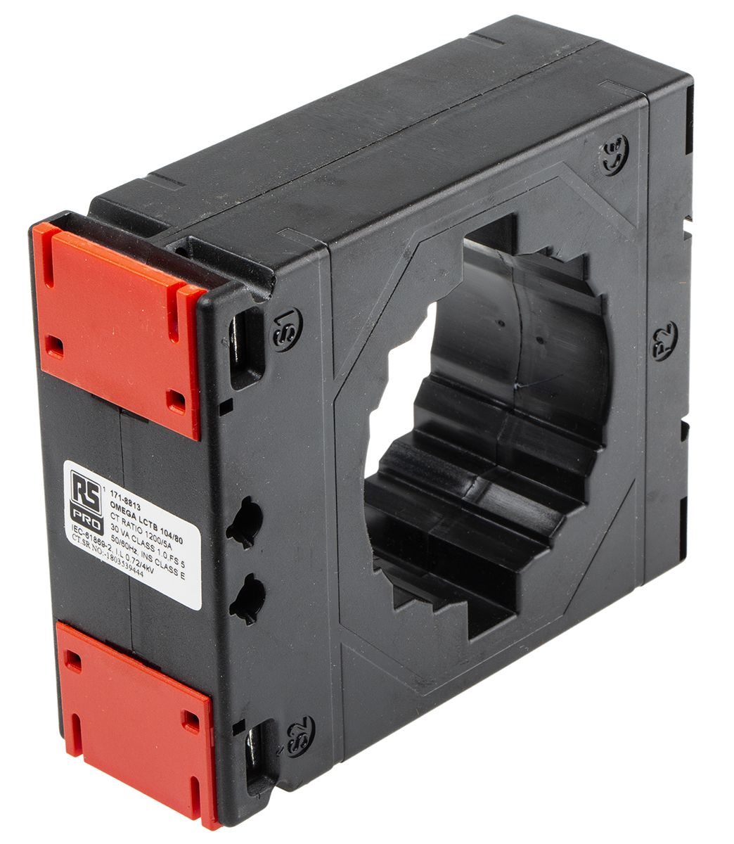 RS PRO Base Mounted Current Transformer, 1200A Input, 1200:5, 5 A Output, 80 x 12mm Bore