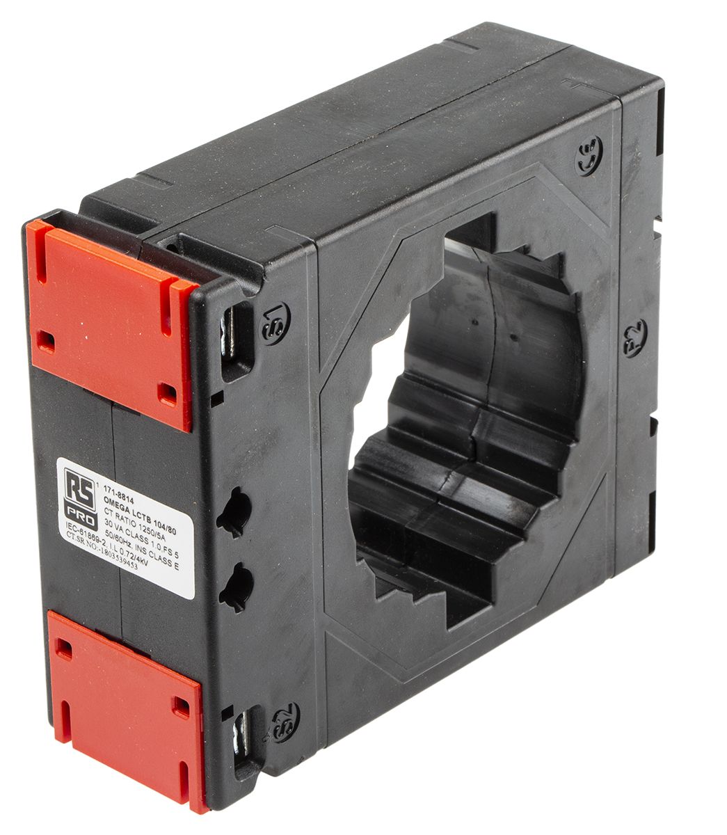 RS PRO Base Mounted Current Transformer, 1250A Input, 1250:5, 5 A Output, 80 x 12mm Bore