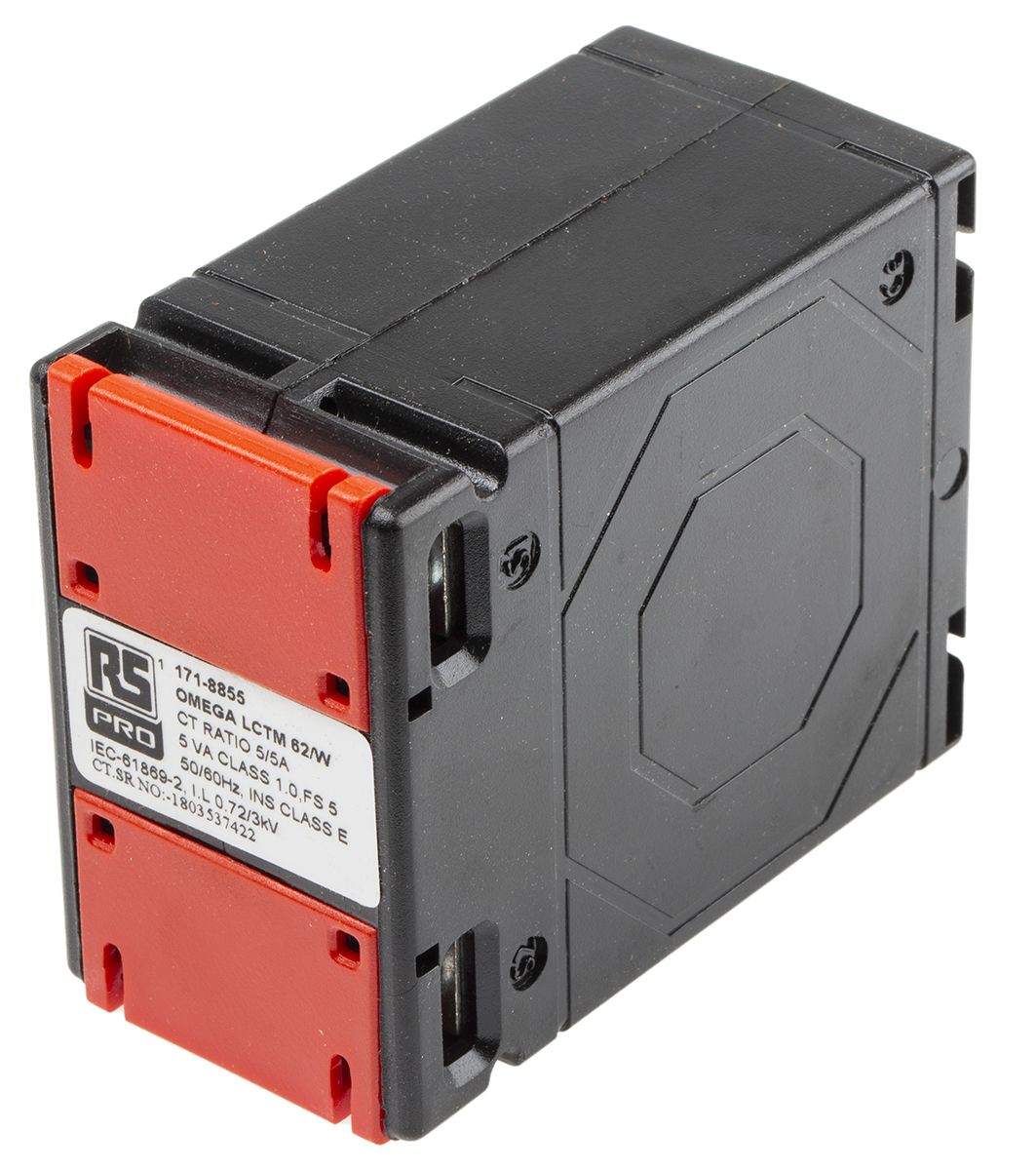 RS PRO Base Mounted Current Transformer, 5A Input, 5:5, 5 A Output, 62 x 40mm Bore