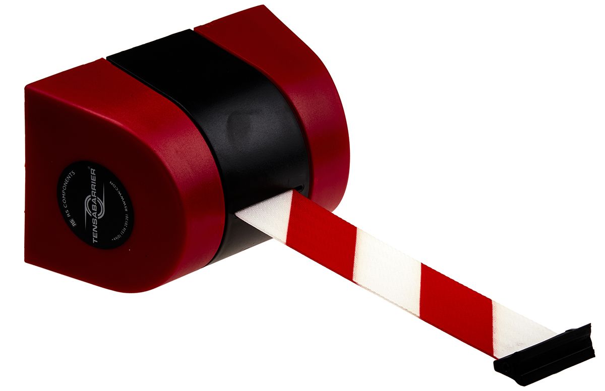 Tensator Red & White Retractable Barrier, 9m, Red, White Tape