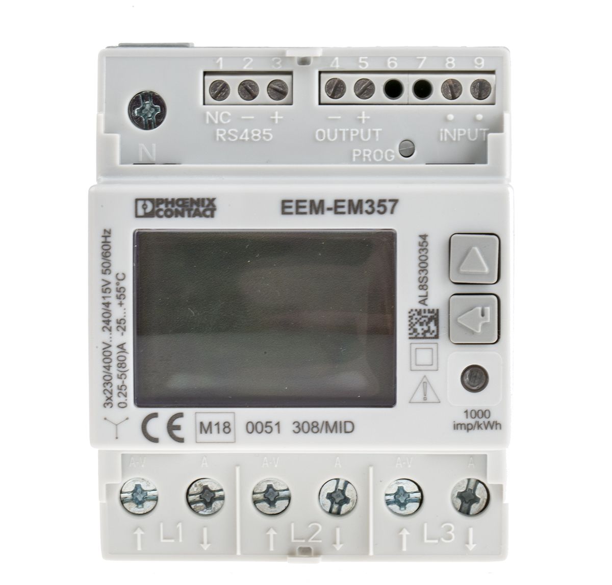 Phoenix Contact Energiamérő Digitális, 8-számjegyes, 3-fázisú, impulzuskimenettel, EEM-EM357 sorozat