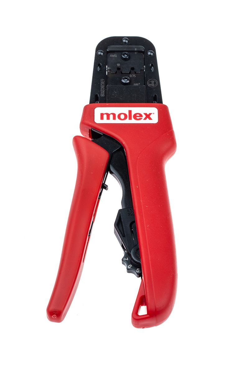 Molex 207129 Crimpzange Hand, 0.75mm² z.Verwend.mit Micro-Fit 3.0, Crimp-Anschlussklemme, 18AWG