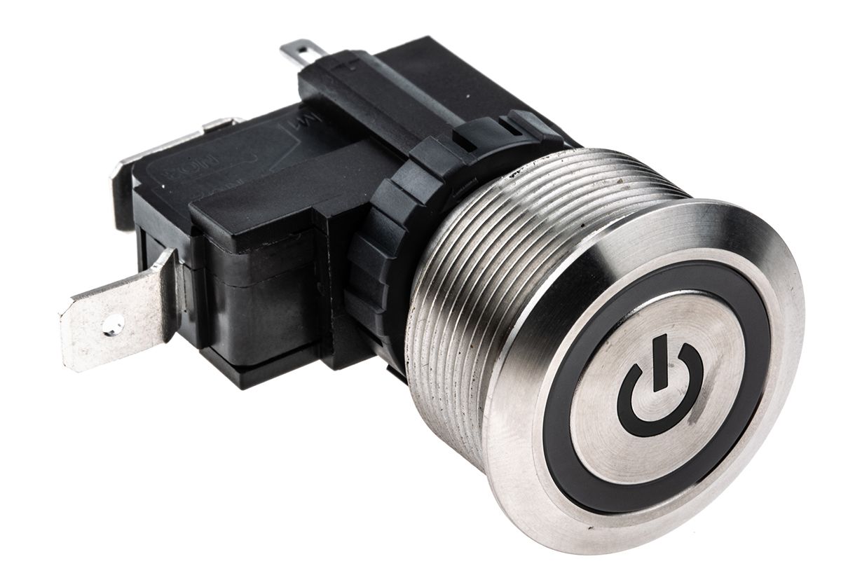 RS PRO Illuminated Maintained Push Button Switch, Panel Mount, SPST, 25