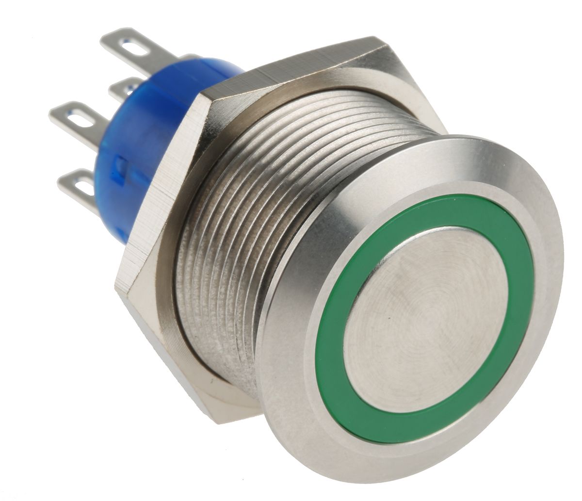 RS PRO Illuminated Push Button Switch, Panel Mount, DPDT, 22.2mm Cutout, Green LED, 250V ac