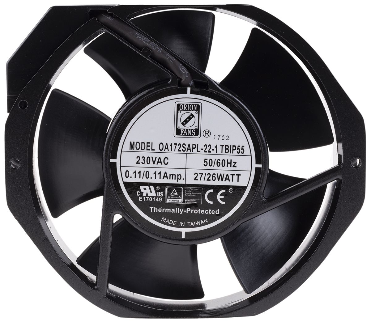 RS PRO Axial Fan, 230 V Ac, AC Operation, 387.4m³/h, 28W, IP55, 172 X ...