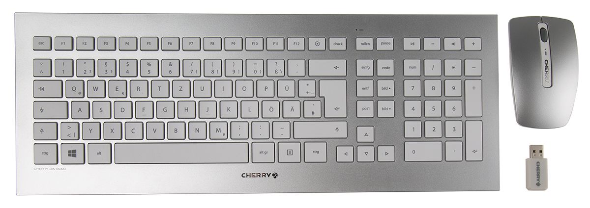 CHERRY, QWERTZ (tysk) Tastatur- og musesæt, Standard, Trådløst udstyr, USB